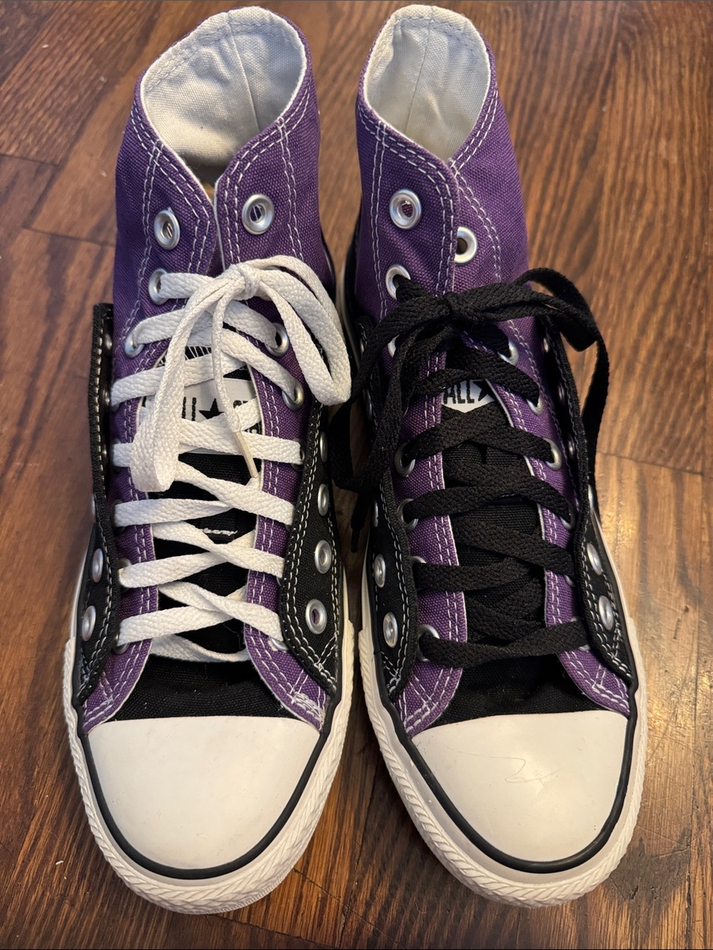 Black & Purple Layered High-Top Converse